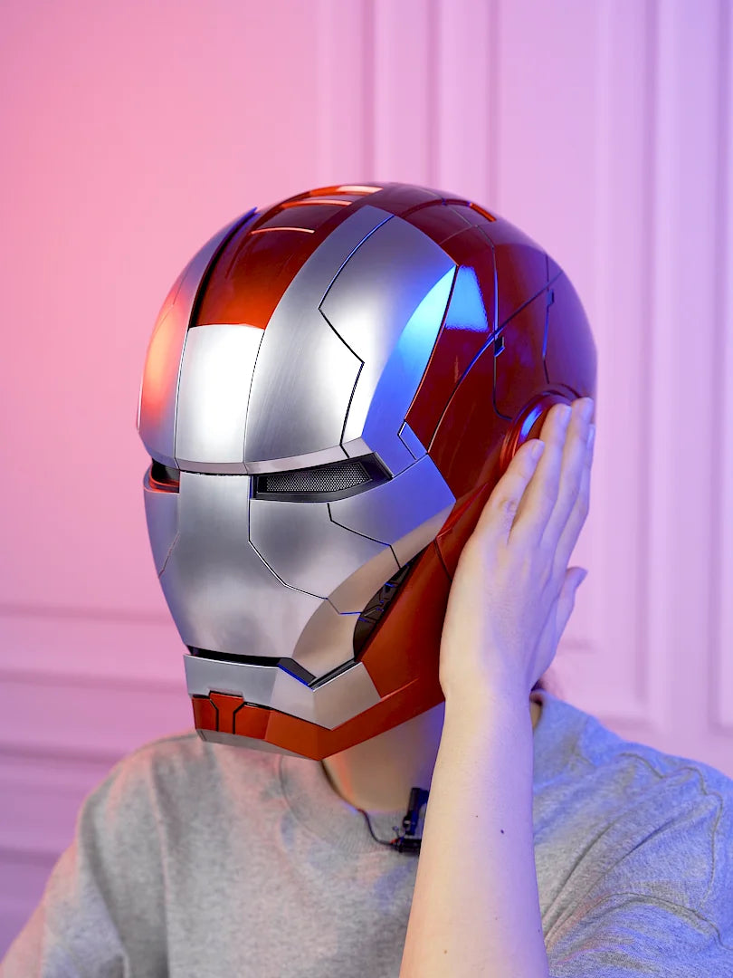 New Auto King 1:1 Red Helmet Cosplay Voice Control Eyes with Light Matte Black Golden Model Toys Wearable Adult Christmas Gift