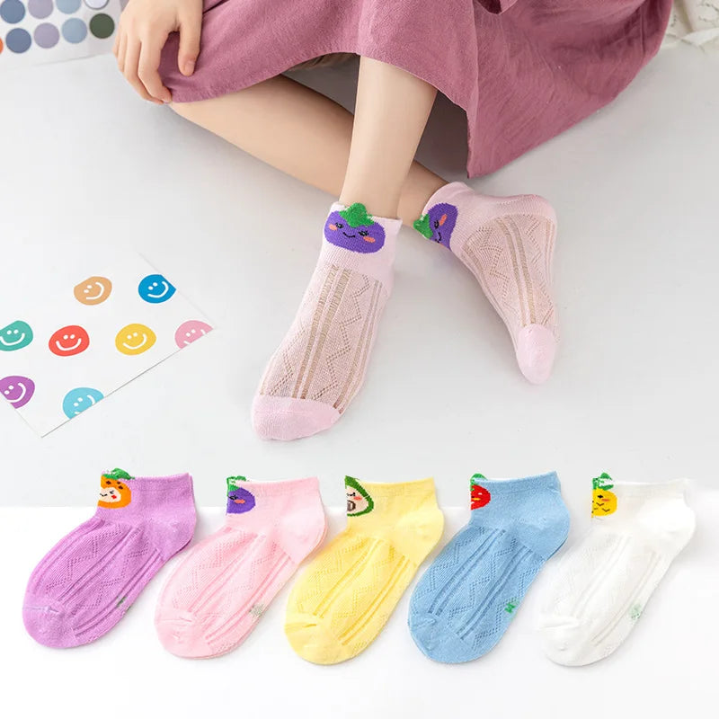 5 PAir Set Children Socks Summer Fishnet Boy Socks Spring Summer Thin Mesh Boat Socks Boys Girls Short Socks