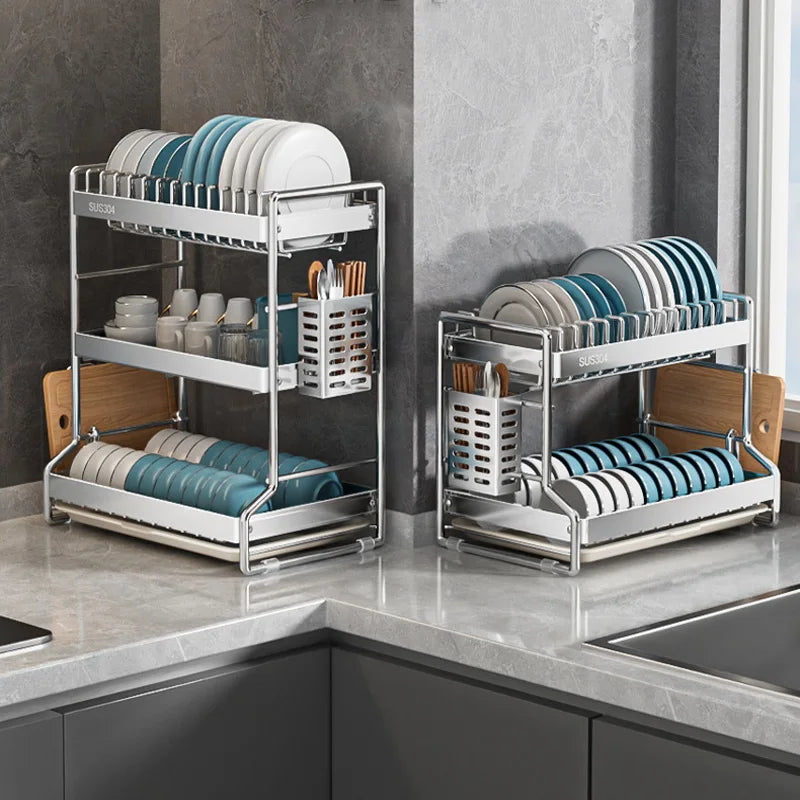 New Dish Drainer Kitchen Storage Organization Stainless Steels Drainer Kitchen Dishes Kitchenware Tableware Drainer Board Rack