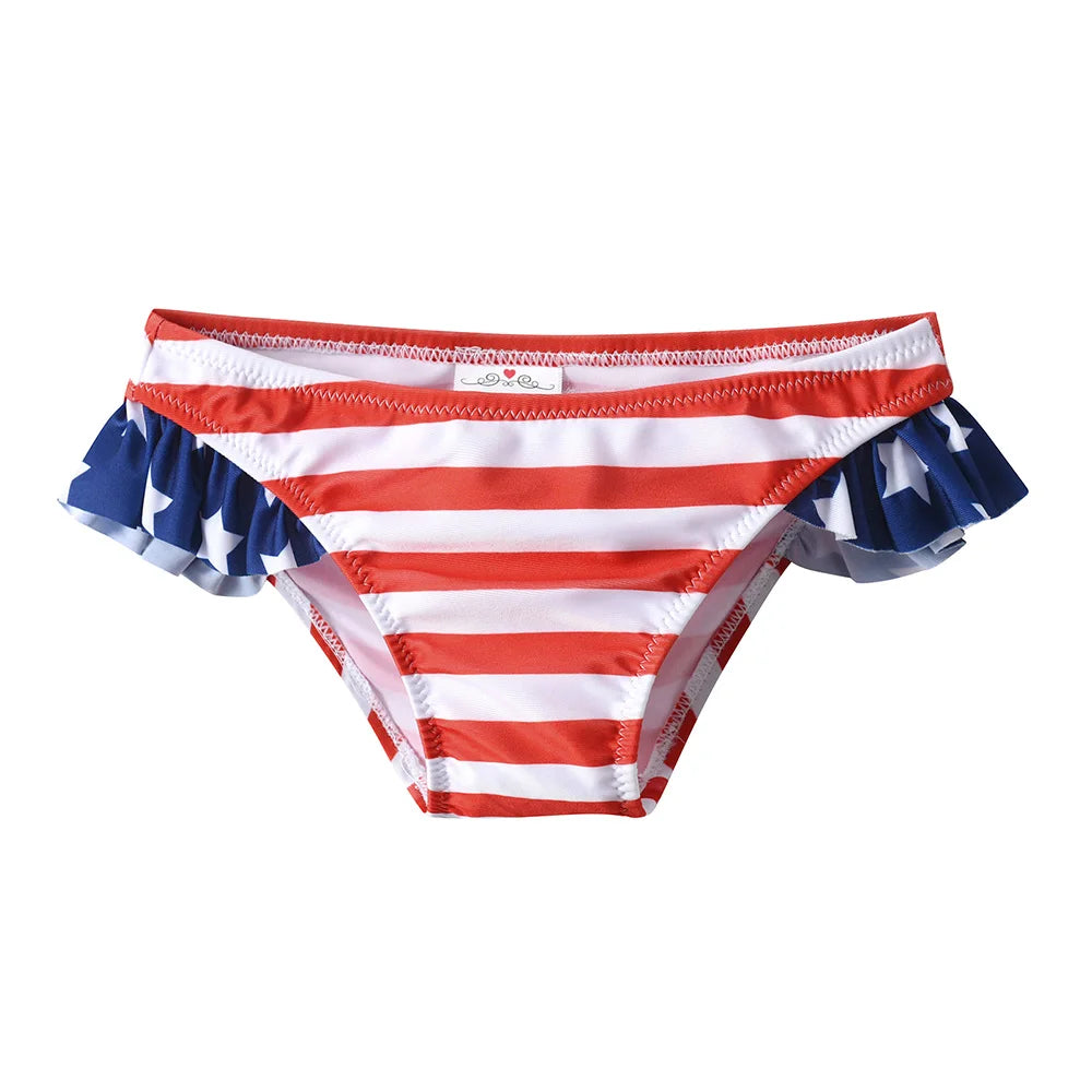 DXTON Girls 2 pcs Swimwear Suit Kids Flag Print Stars Stripe Swimsuit Children Bikini Sets for Summer Beachwear Bathing suit