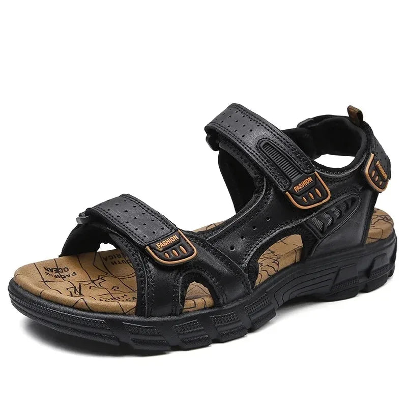 2026 New Genuine Leather Men's Sandals Summer Outdoor Non-slip Hiking Trekking Shoes for Men Beach Slippers Casual Sneakers