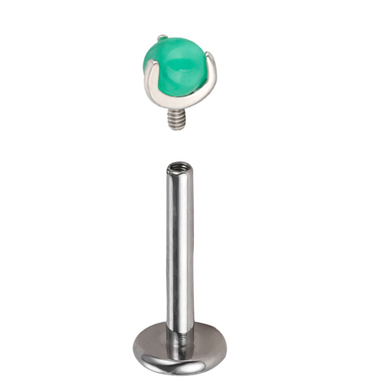 ASTM F136 Titanium PIERC Sphericity Ear Lip Studs with Semi Precious Stone Top Labret Nose Stud Earrings Body Piercing Jewelry