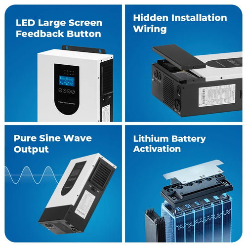 1.5KW 12V Off Grid Hybrid Solar Inverter Single Phase 60Hz Automatic AC String Inverter Household Solar Energy Conversion
