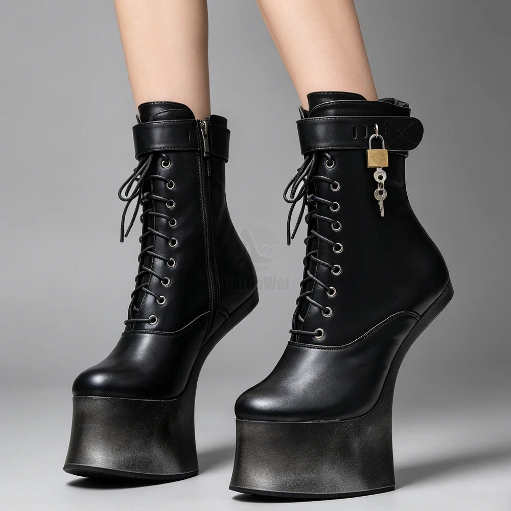 JIALUOWEI 7inch High Heel New Fancy Ponyplay Bootfetish Ankle Platform Boots In Stock Fast Shipping Size36-46