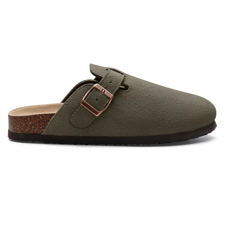 Kidmi Men's Cork Footbed Slide Sandal Slip On Sandals  Women Cork Sandals Nonslip Beach Sandals Female Adjustable Buckle Slides