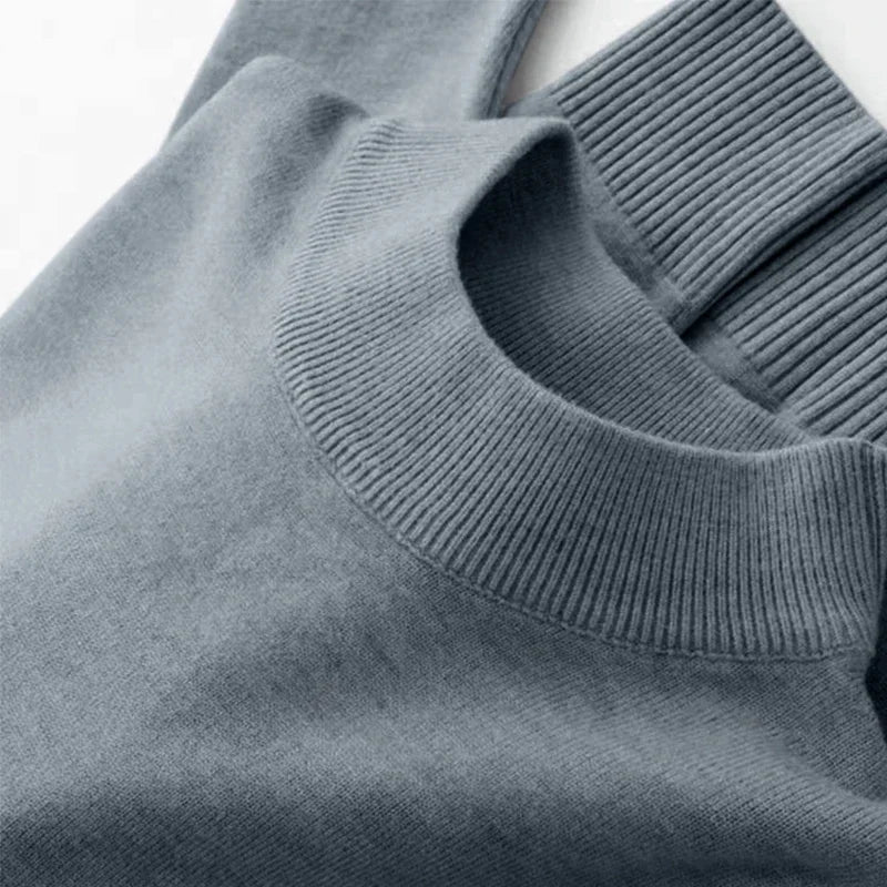 New Sweatwear Men's Half Neck Basic Solid Color Sweaters Round Neck Elastic Pullovers Warm Autumn Knitted Oversized Sweater Men