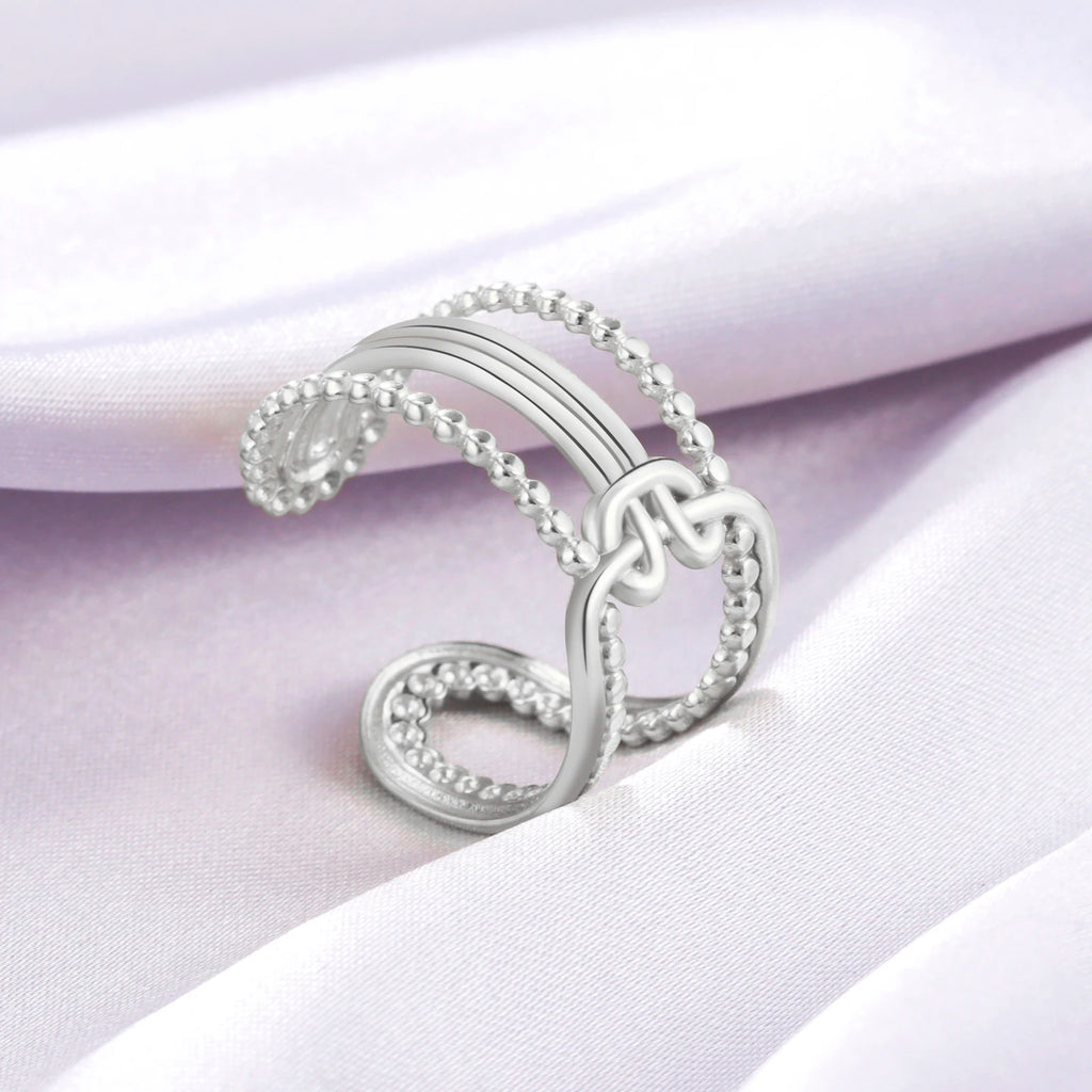 Amaxer For Women Lover's Rings Star Lace Beads Strip Stainless Steel Gold Color Silver Color Engagement Jewelry Party Gift