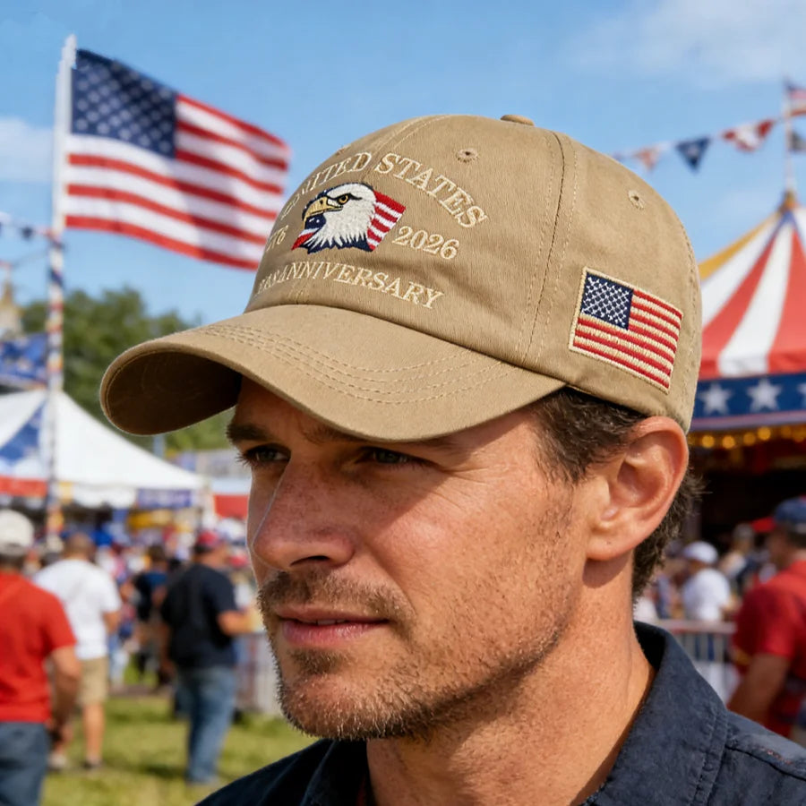 Vintage American-Style 250Th Anniversary Baseball Cap with Embroidered Eagle Flag Design, Adjustable Head Circumference, Unisex Sun Hat