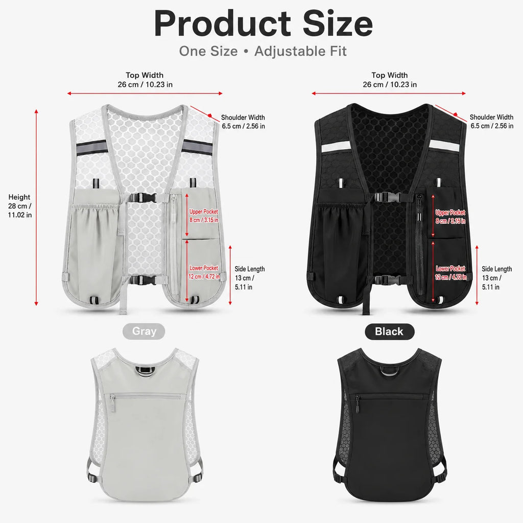 New Running Water Bottle Storage Vest Lightweight Running Vest Reflective Hydration Water Chest Pack With Phone Holder