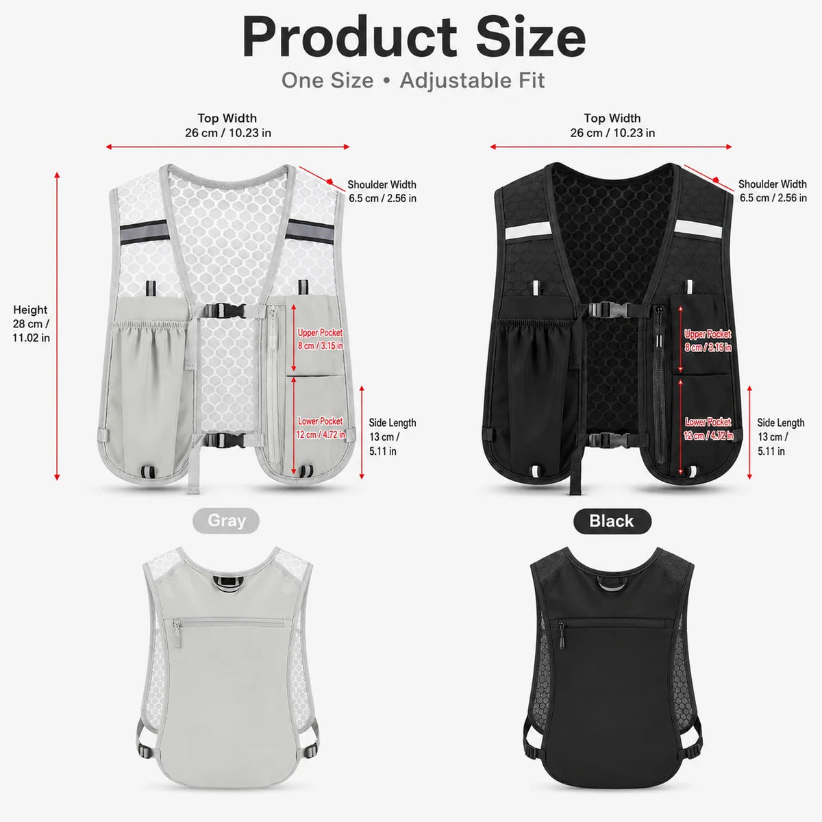 New Running Water Bottle Storage Vest Lightweight Running Vest Reflective Hydration Water Chest Pack With Phone Holder