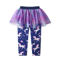 DXTON Fake 2PCS Girls Pantskirt Tulle Layer Skirts with Kids Leggings Unicorn Printed Casual Children Trousers Girls Costumes