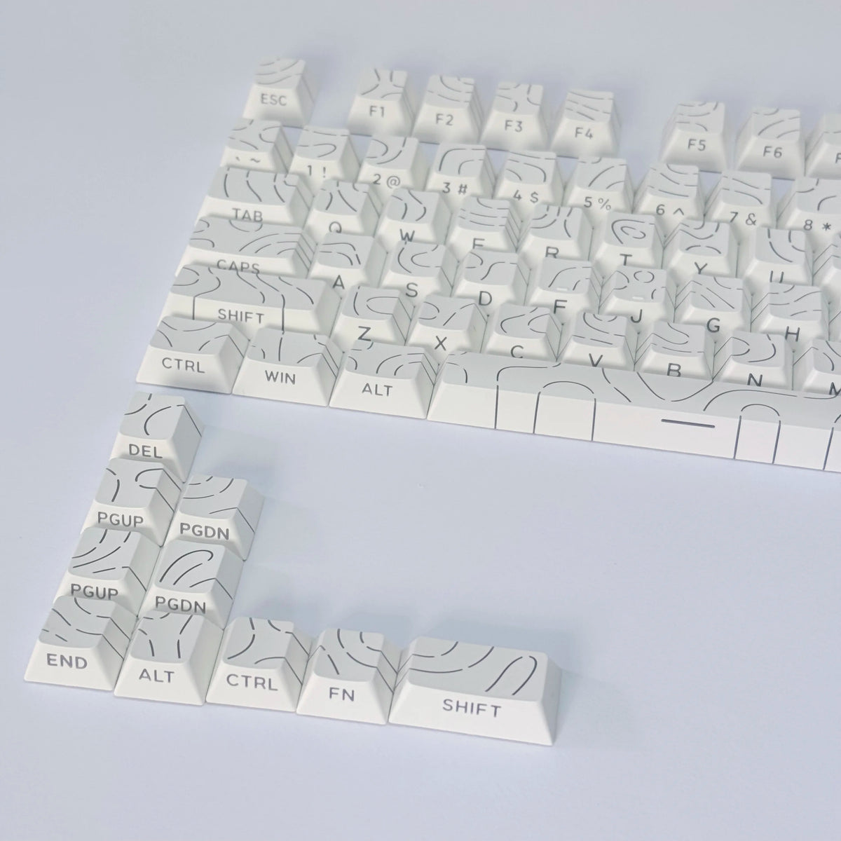 Lines Sided Shine Through Keycaps Cherry Profile Black White 97/133 Keys Customer keycaps for Mechanical Keyboard 60% 65% 75%