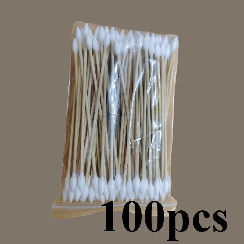 100/300/500pcs Double Pointed Cotton Swab Applicators - 6 Inch Long Cotton Swabs for Tattoo, Cleaning, Makeup & Ear Cleaning