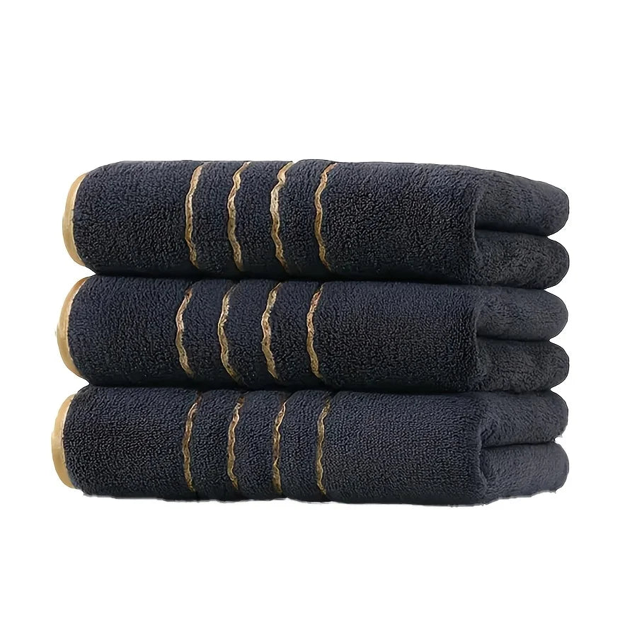 3 towels, 35cmx75cm gold-striped towel, coral fleece towel, thick and soft, highly absorbent, modern minimalist design, clean color, suitable for home and bathroom