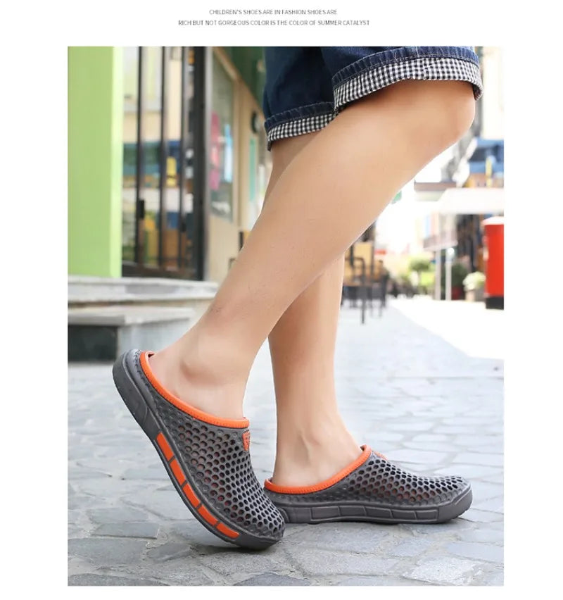 Men's and Women's Summer Sandals Clogs Casual Round Toe Slip on Outdoor Geometric Pattern Anti-slip Beach Hole Shoes Plus 46 47