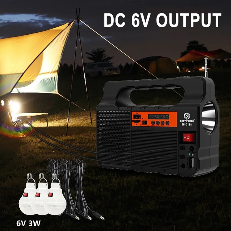 Outdoor Portable Solar Lighting System Power Generator 6W Solar Panel 3 LED Bulbs Emergency Solar Power Bank for Home Camping