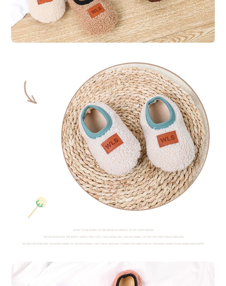 Autumn Winter Warm Baby Slippers Toddler Plush Floor Sock Shoes Boys Girls Soft Anti-slip Walking Shoes Indoor Home Kids Socks