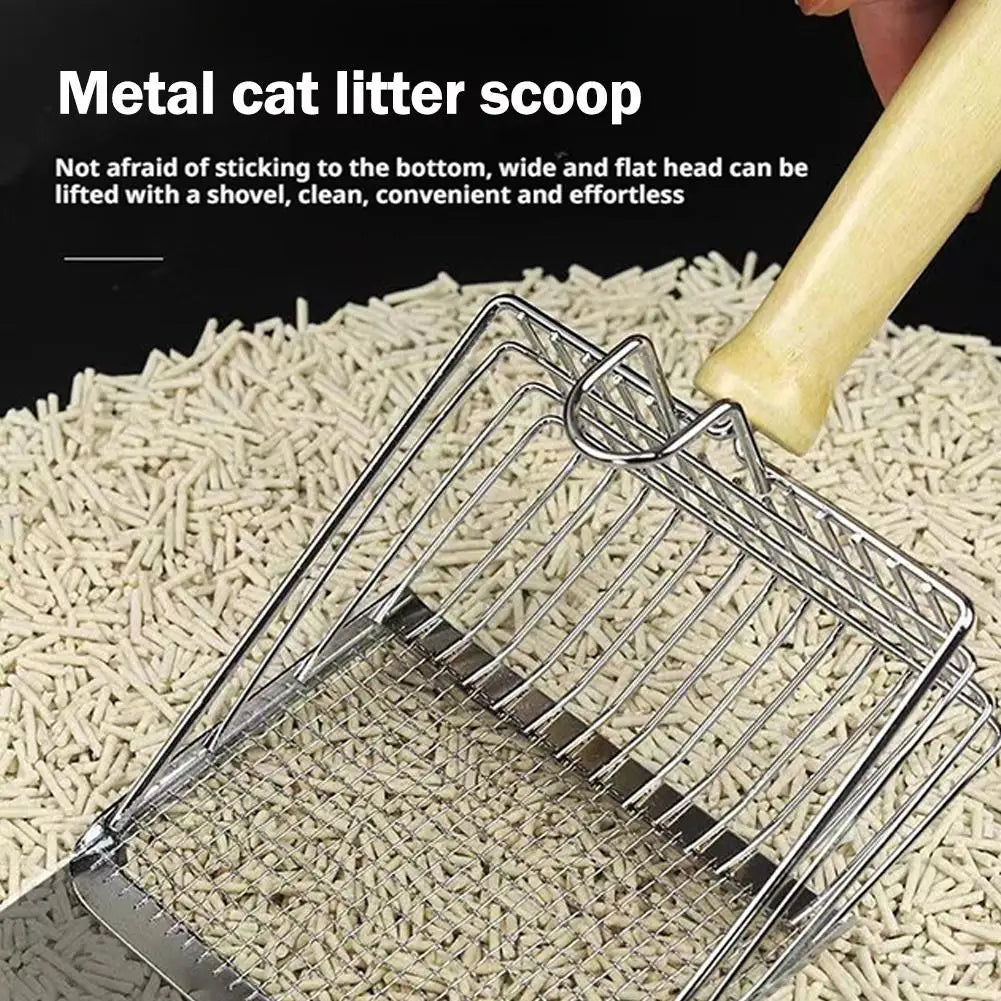 Dog Cat Clean Feces Supplies Stainless steel shovel Cat Litter Scoop Reduces Dust Metal Long Handle Scoop Pet Cleanning Tools ﻿