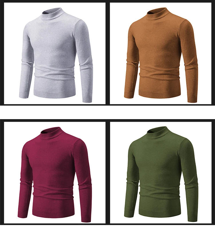 New Autumn Winter Designer Fashion Half Turtleneck Knitted Sweater High Quality Mens Casual Solid Color Warm Women Sweaters