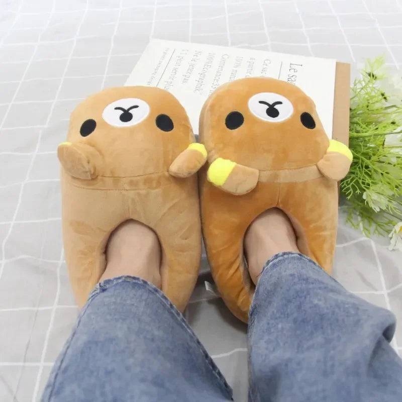Luxury Winter Bear Cotton Ladies Slippers House Home Cartoon Cute Bear Home Indoor Couple Female Warm Indoor Slipper Casual
