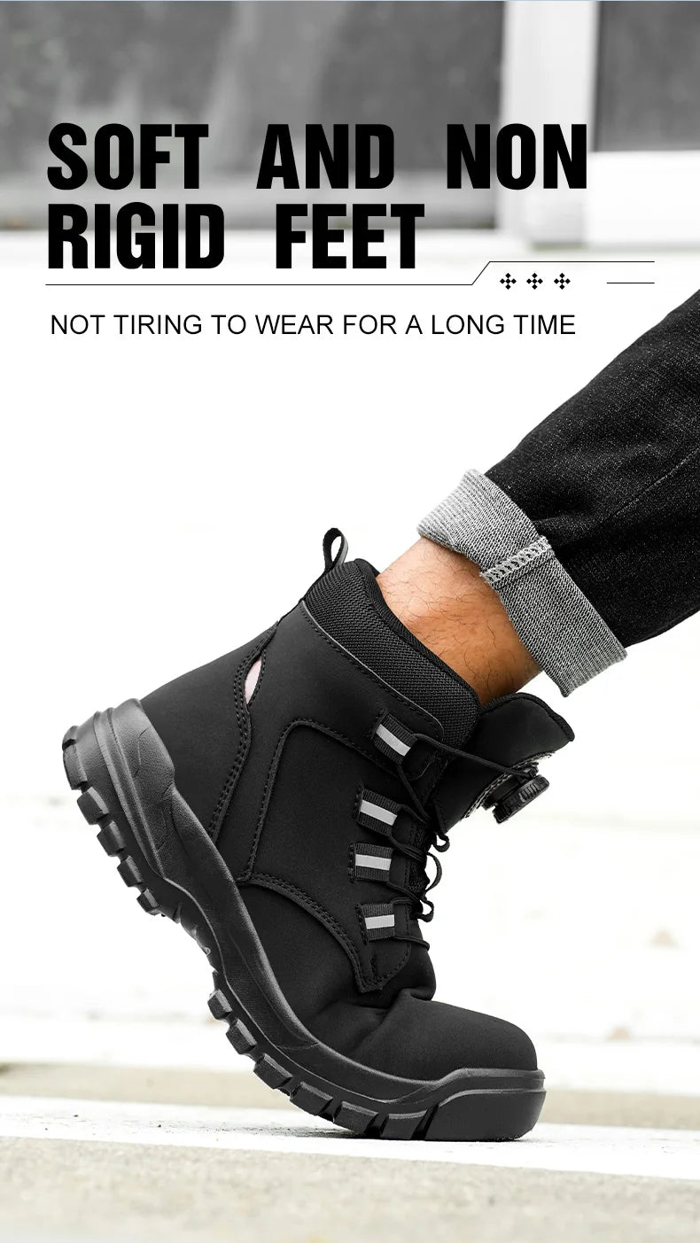 Waterproof Safety Boots Men Indestructible Steel Toe Work Boots Anti-smash Stab-resistant Safety Shoes Biker Botas Para Hombre