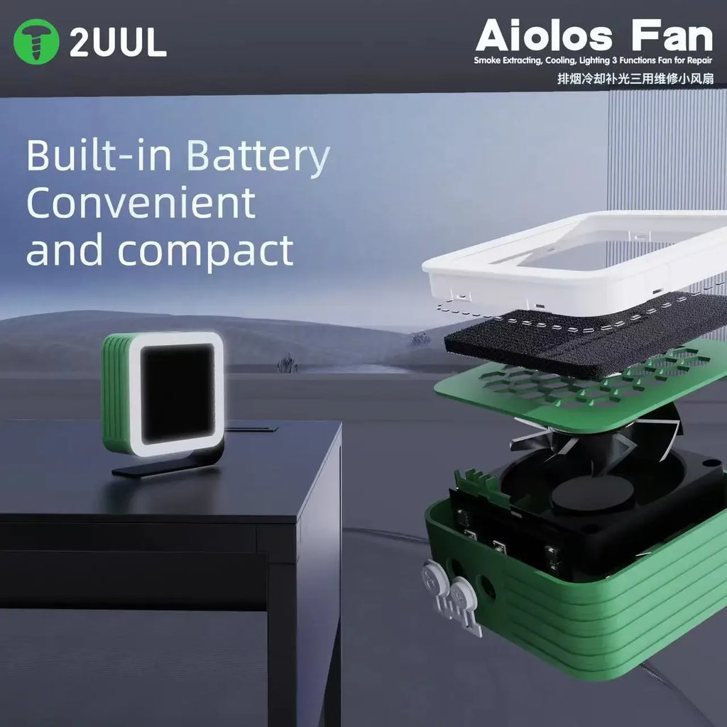 2UUL Aiolos Fan Smoke Exhaust Cooling Lighting Charging Soldering Fume for Mobile Phone Motherboard Welding Quick Cooling Fan