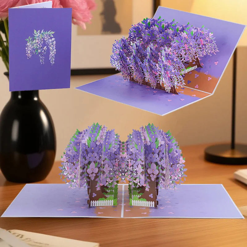 3D Pop Up Greeting Card Romantic Love Flowers Butterfly Bouquet Handmade Surprise Card Anniversary Birthday Valentine's Day Gift