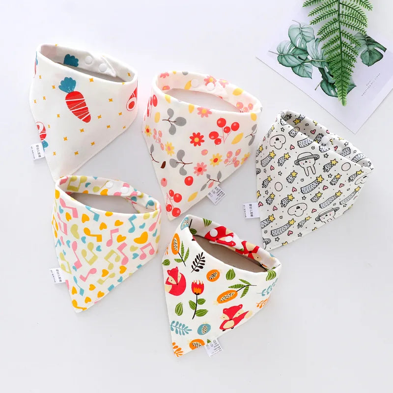 5pcs Baby Saliva Towel Triangle Scarf Pure Cotton Bandana Bibs Newborn Boys Girls Absorbent Cloth Bib Saliva Scarf