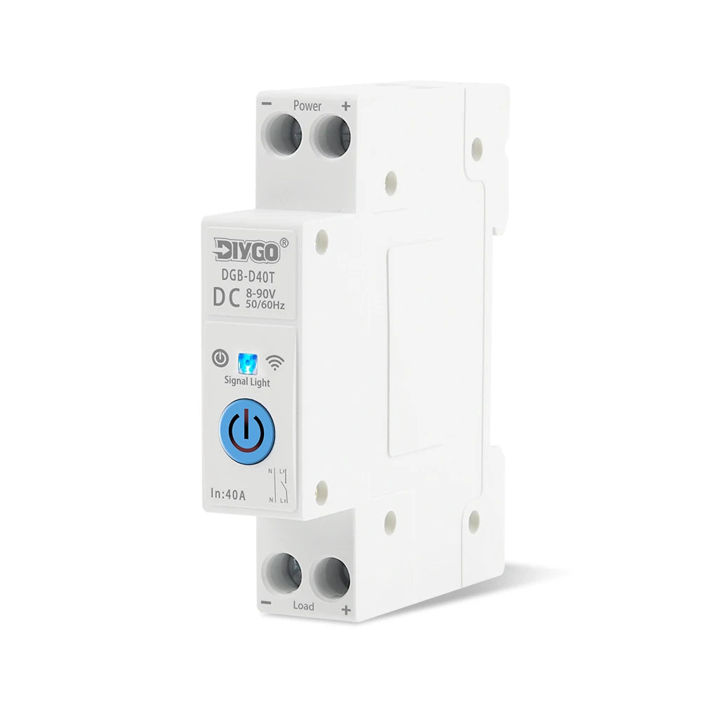 Smart WIFI Circuit Breaker 40A 8-90VDC Smartlife/TUYA App Loop Timer Relay Status Switch Remote Control Real-Time Monitoring