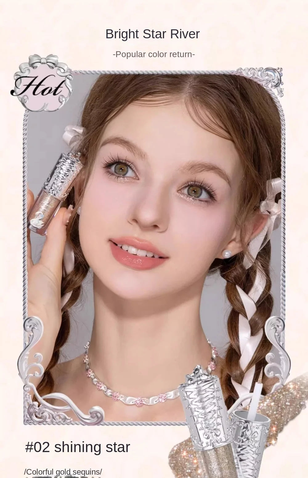 Flower Knows Liquid Eyeshadow Swan Ballet Glitter Quick-Dry Long-Lasting Waterproof Shimmer for Eyes Makeup 4g