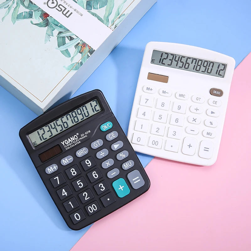 Solar Calculator with Dual Power Supply, 12 Digits, Electronic Calculator, Home, Office, School, Financial, accounting Tools