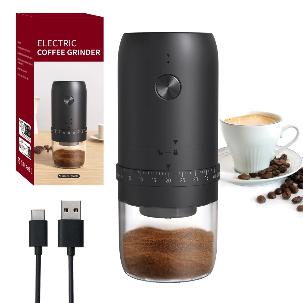 Portable USB Electric Coffee Bean Grinder 40 Gears Adjustable Rechargeable Mini Coffee Machine for Household Use