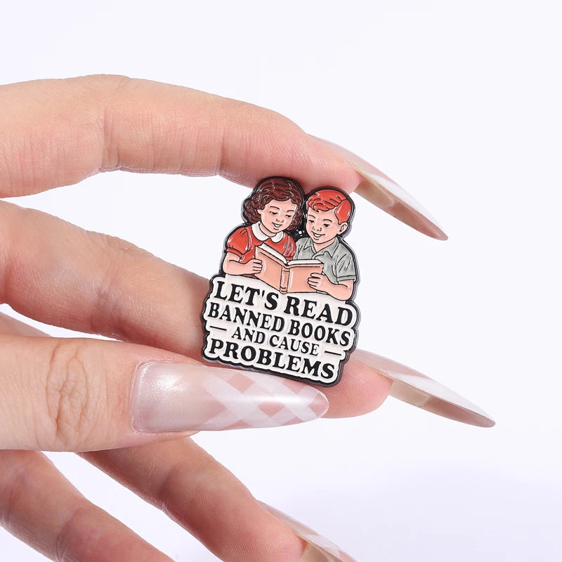 Let’s Read Banned Books Enamel Pin Banned Books Week Reader Brooch Lapel Backpack Badge Jewelry Accessories Gift for Friends