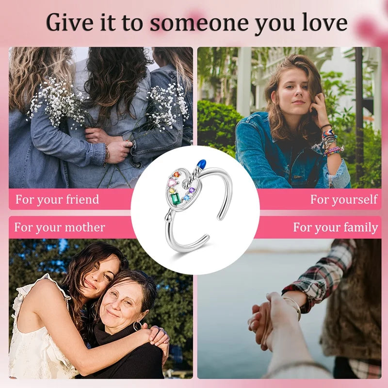 925 Silver Open Ring Sunflower Bee Star Eternal Love Jewelry Women's Wedding Gift