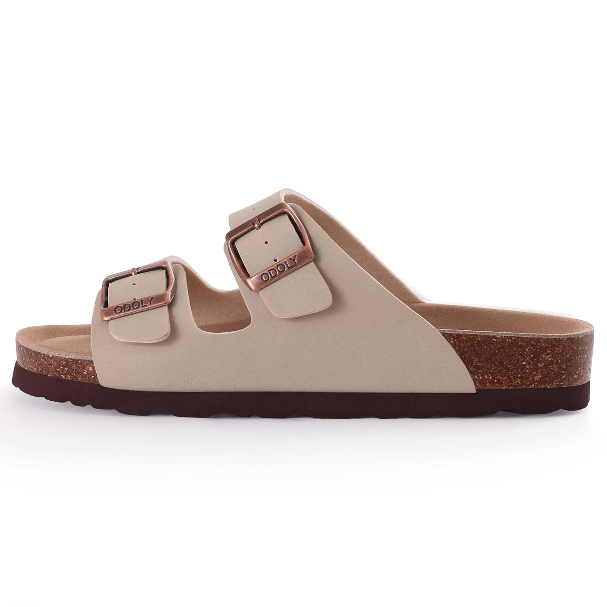 Kidmi Men's Cork Footbed Slide Sandal Slip On Sandals  Women Cork Sandals Nonslip Beach Sandals Female Adjustable Buckle Slides