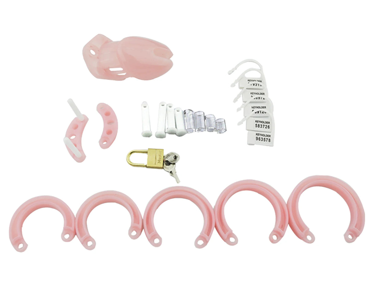Plastic Urethra Chastity Lock with 5 Snap Ring Penis Bondage Adult Men's Chastity Cage Cock Restriction BDSM Abstainer Sextoys