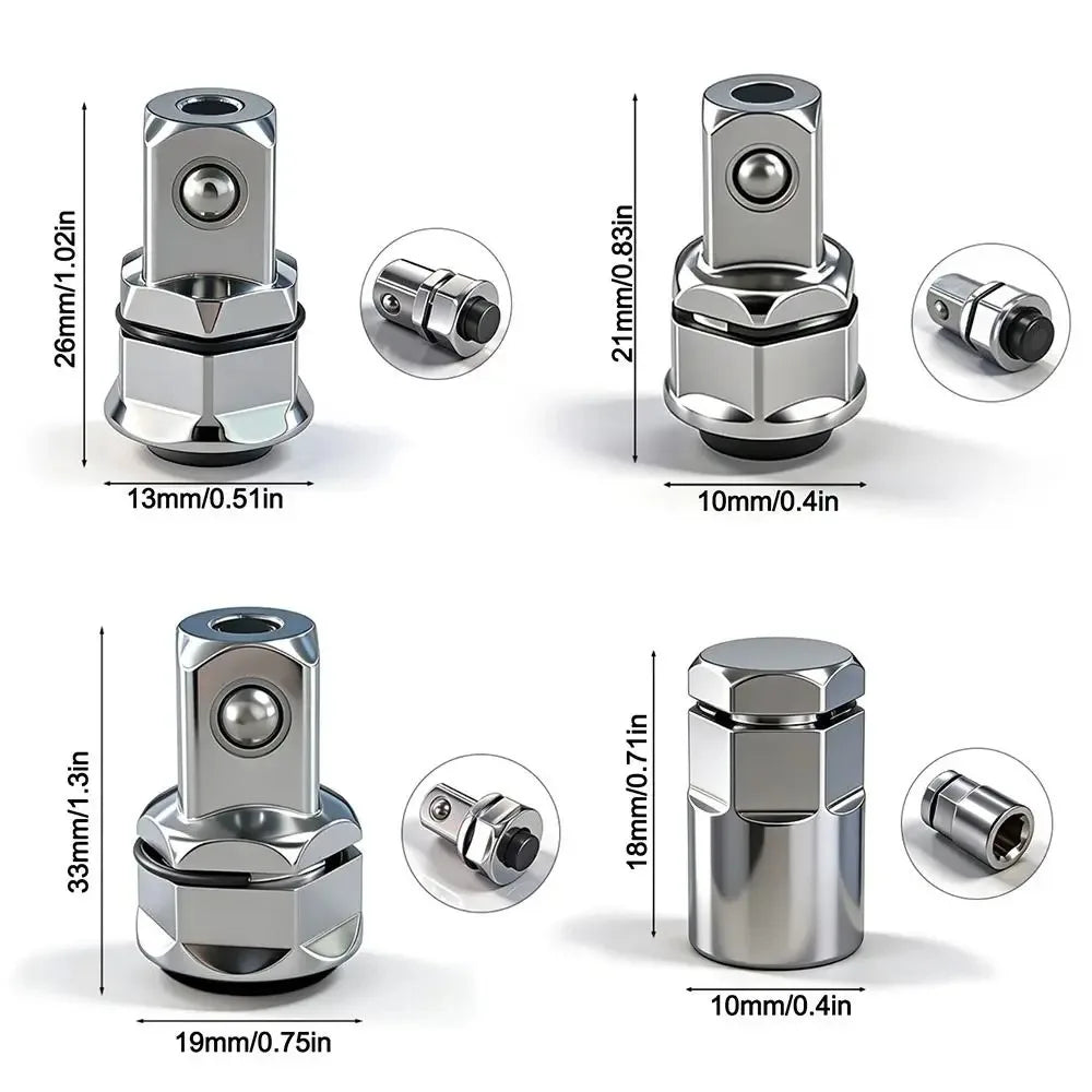 1/4 3/8 1/2 Inch Hex Ratchet Wrench Socket Adapter Quick Release Converter Chrome Vanadium Steel Drive Tool Accessories