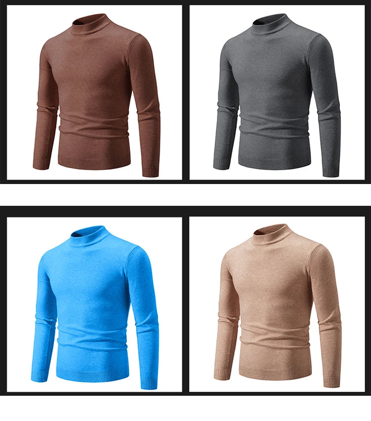 New Autumn Winter Designer Fashion Half Turtleneck Knitted Sweater High Quality Mens Casual Solid Color Warm Women Sweaters