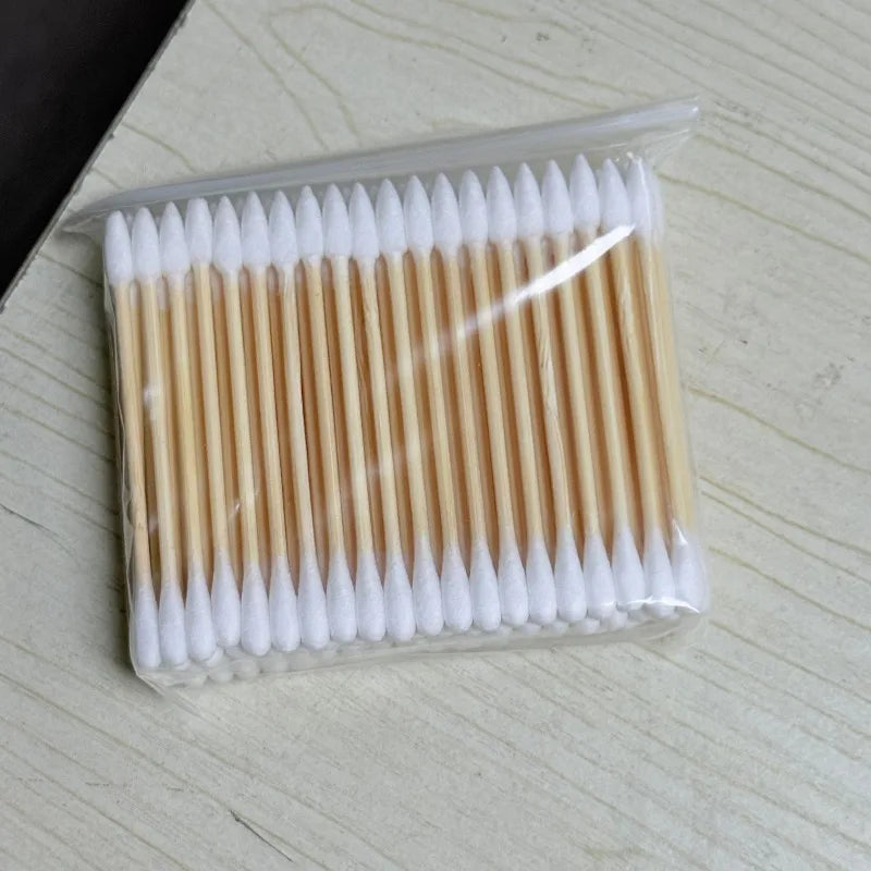 100Pcs Color Mix Double Head Bamboo Cotton Buds Adults Makeup Cotton Swab Eco Friendly Wood Sticks Nose Ears Cleaning Tools