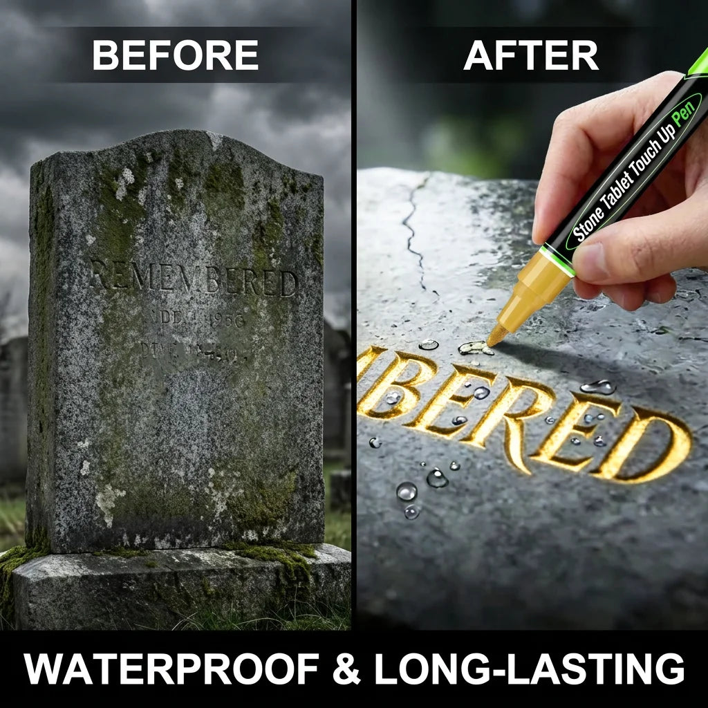 1PCS Professional Gold Tombstone Repair Pen 3mm Waterproof Metallic Inscription Marker Large Capacity Grave Stone Restoration