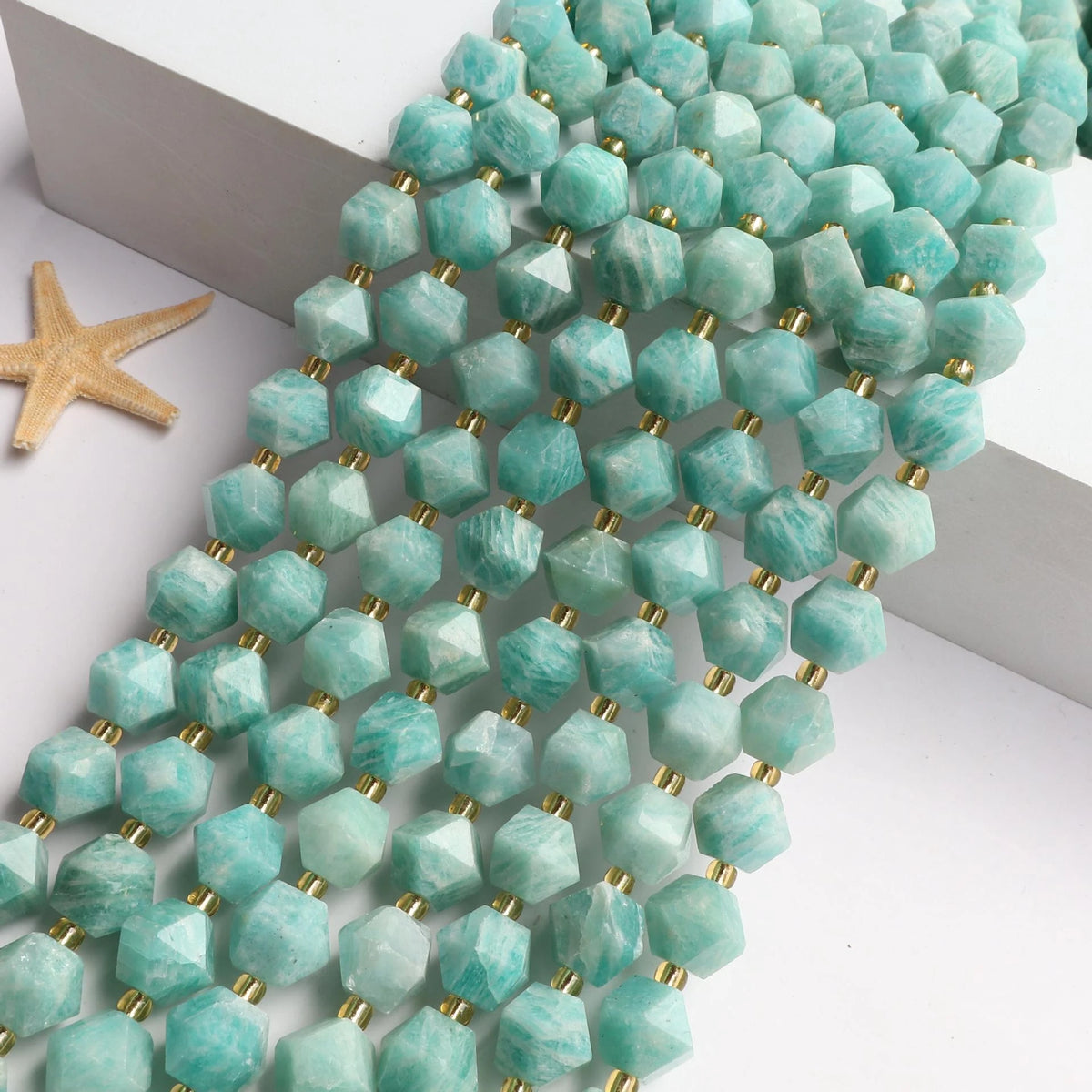 New 10MM Faceted Natural Stone Amazonite Tiger Eye Crystal Octagonal Beads DIY Jewelry Making Bracelet Necklace Wholesale