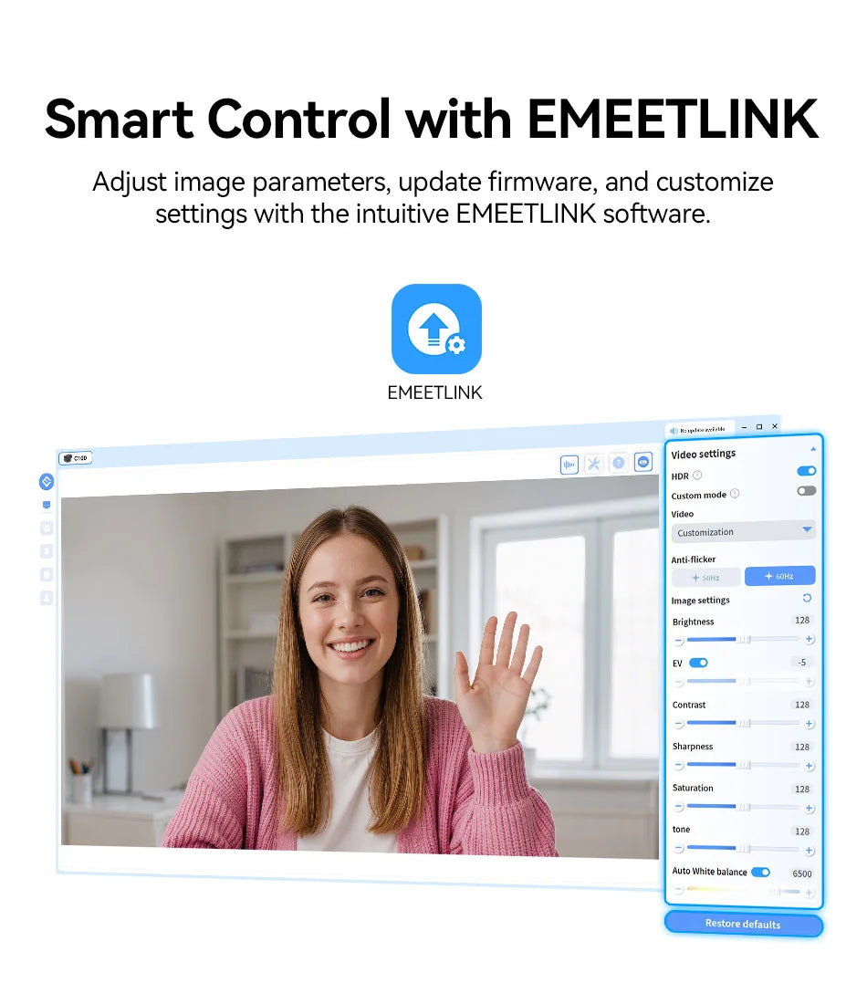 4K/2K/1080P Webcam EMEET C100 USB Computer Camera for Living/ Video Call/ Conference