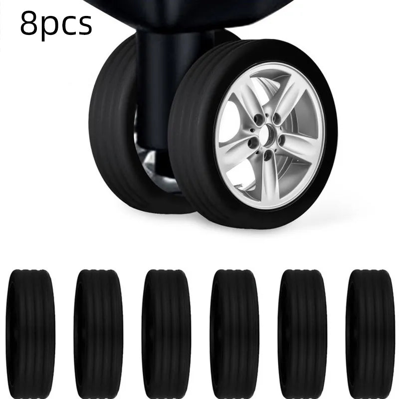 8pcs Luggage Roller Cover Silicone Silent Trolley Wheel Protective Cover Suitcase Wheels Protection Travel Luggage Caster Shoes