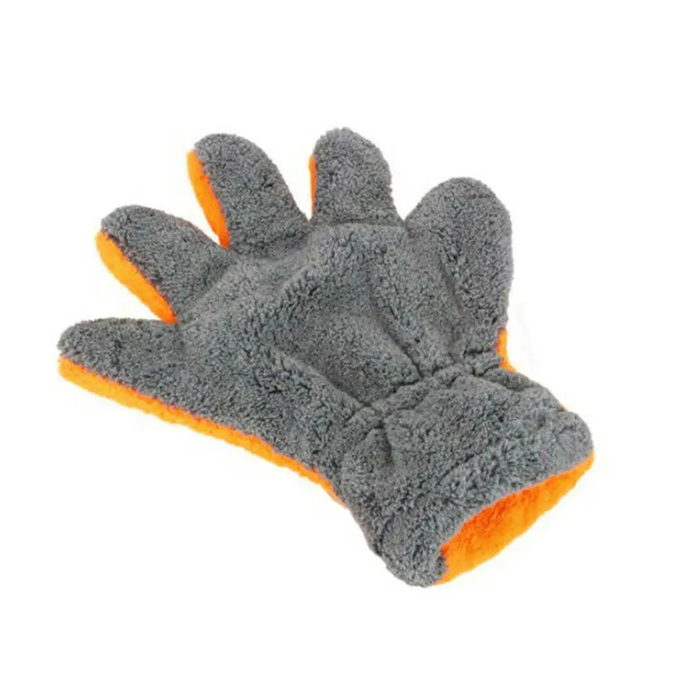 Premium Double-Sided Coral Fleece Car Cleaning Gloves cratch-Free Wash Mitts Five-Finger Design for Car Glass Wheels Cleaning