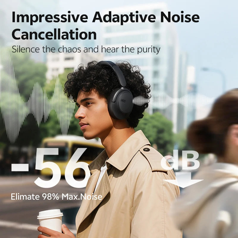 QCY H3S -56dB Adaptive ANC Over Ear Headphone Hi-Res LDAC Spatial Sound Wireless Earphone Bluetooth 6.0 Dual Driver 102H Headset