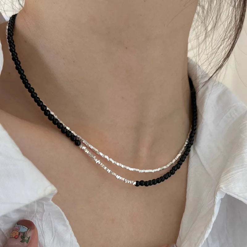 925 Silver Necklace Punk Wealth Good Wish Matte Ball Bread OT Clasp Stackable for Women Girl Jewelry Gift Dropshipping Wholesale