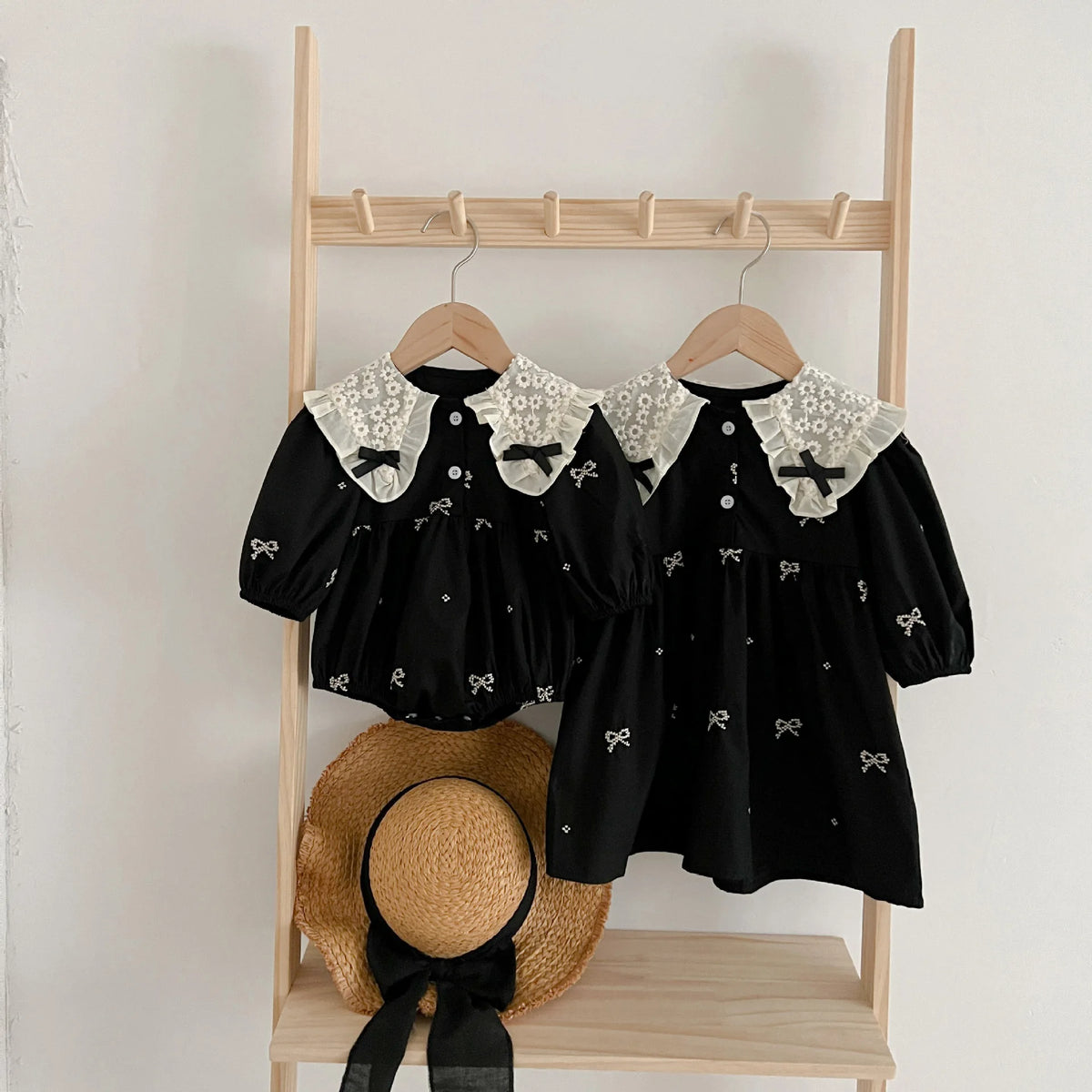 New Kids Baby Girls Long Sleeve Sweet Embroider Sisters Rompers Spring Autumn Kids Baby Girls Children Clothes Dress