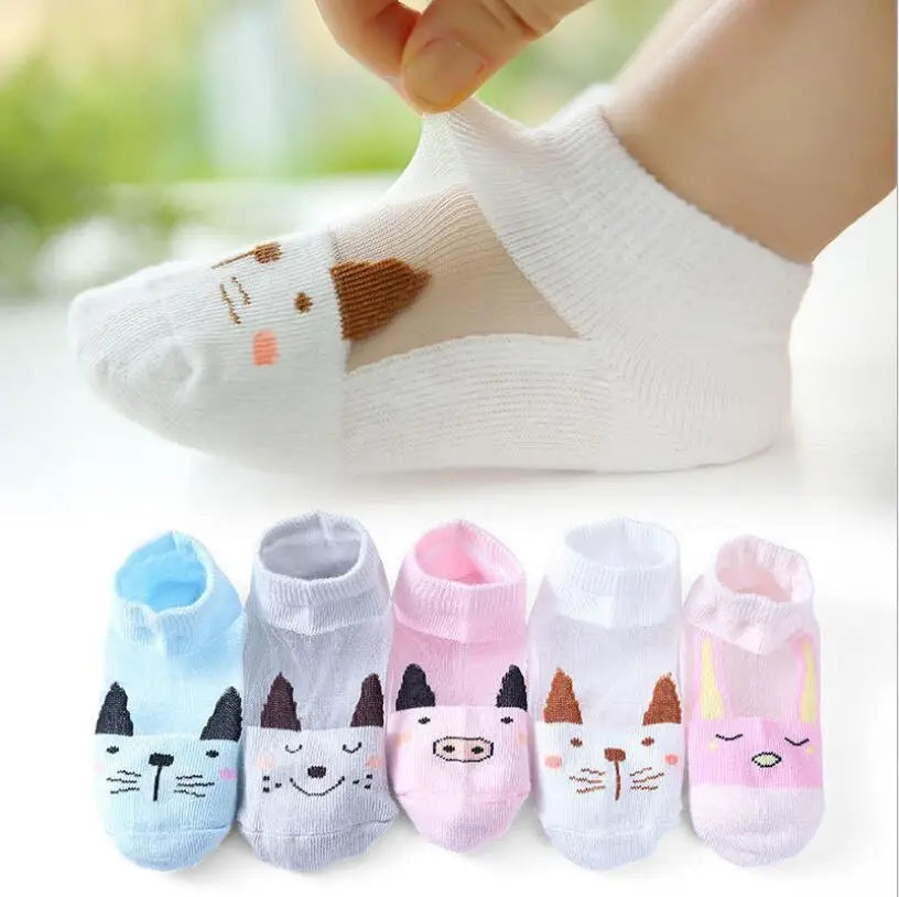 5 PAir Set Children Socks Summer Fishnet Boy Socks Spring Summer Thin Mesh Boat Socks Boys Girls Short Socks