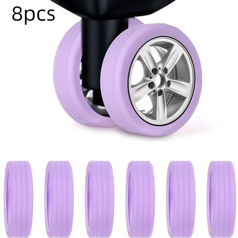 8pcs Luggage Roller Cover Silicone Silent Trolley Wheel Protective Cover Suitcase Wheels Protection Travel Luggage Caster Shoes