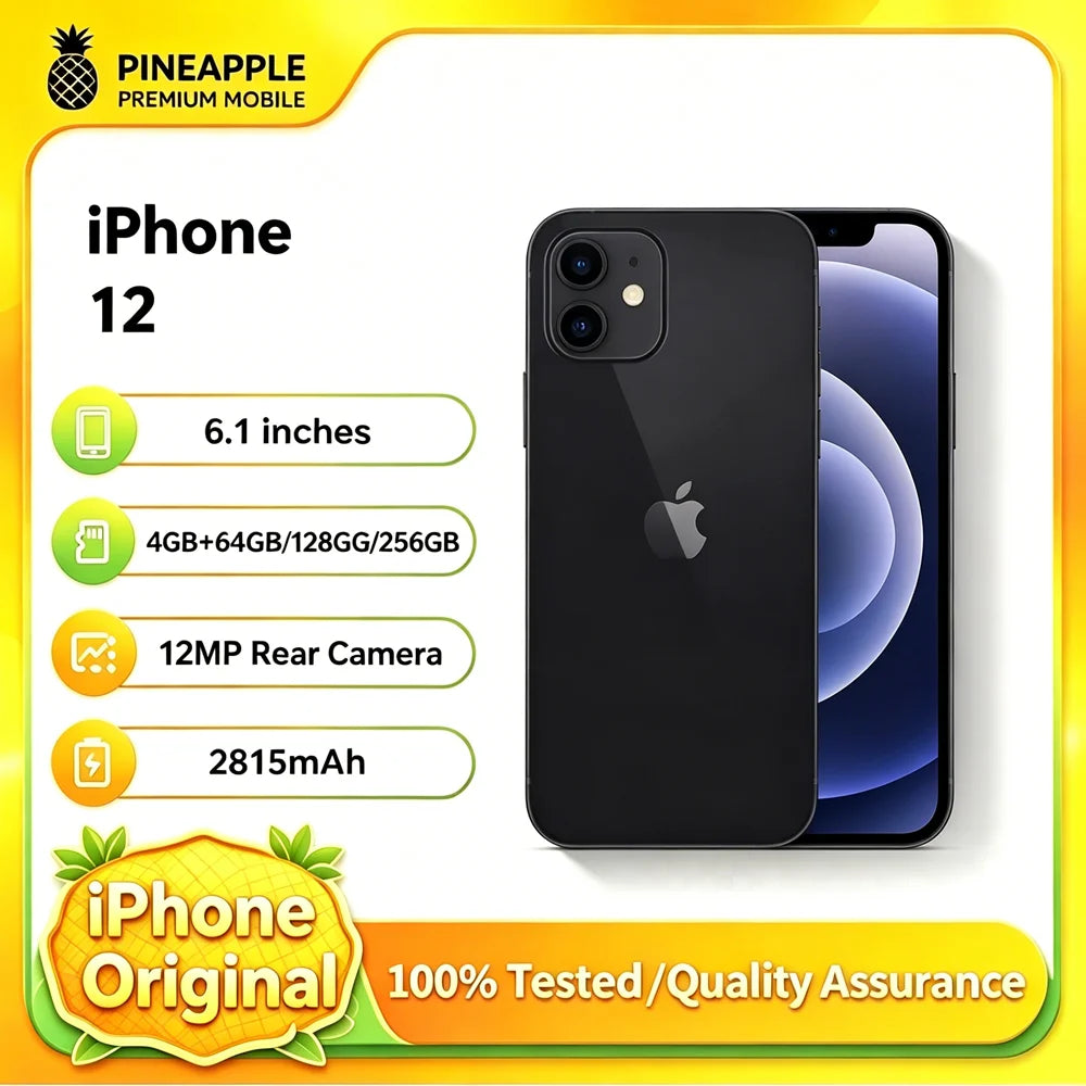 Refurbished 98% IPhone12 4GB RAM 128GB ROM Unlocked CN Version Dual SIM 6.1 Inch Dual 12MP Camera IOS Face ID